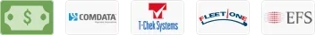 Comdata, T-Chek Systems, Fleet One, EFS, and cash